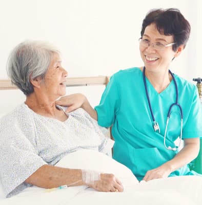 image of caregiver consulting senior woman